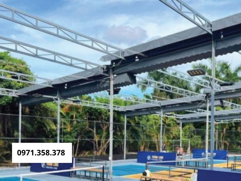 Mái che bạt xếp di động sân tennis