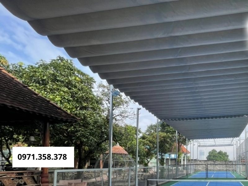 Mái che bạt xếp di động sân tennis