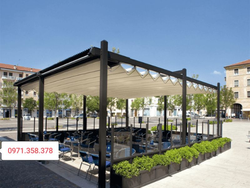 mái che di động quán cà phê