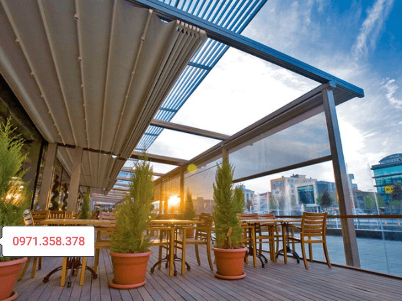 mái che di động quán cà phê