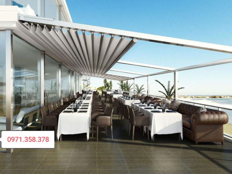 mái che di động quán cà phê